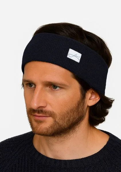 Lou-i Lou-i Stirnband aus Schurwolle Made in Germany, Dunkelblau, – Produktbild 3 von 4