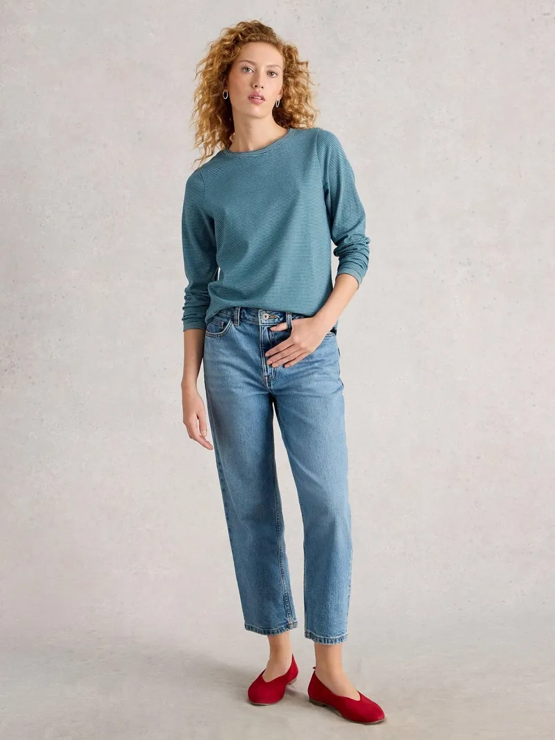 White Stuff Langarmshirt Clara mit Glitzer - 46, Mittelblau, – Produktbild 2 von 4