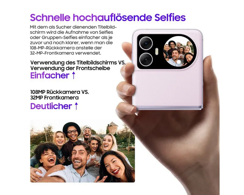 Blackview Blackview Hero 10 klapp handy Ohne Vertrag Dual-Screen flip Smartphone (6.9 Zoll, 256 GB Speicherplatz, 108 MP Kamera, 6,9", 2,5K AMOLED, 108MP, 256GB, 4000 mAh/45W, NFC), Lila, – Produktbild 5 von 5