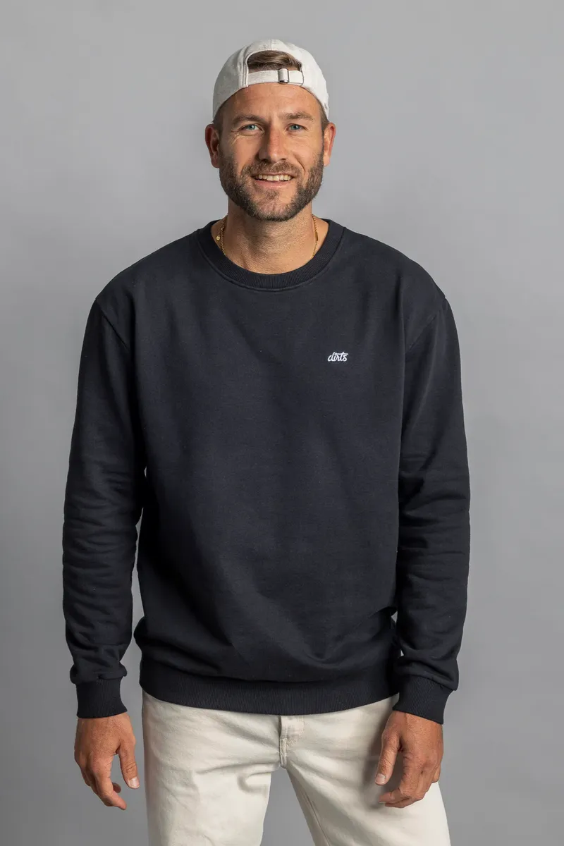 DIRTS DIRTS Herren vegan Sweatshirt Logo Crewneck Schwarz, Schwarz, – Produktbild 2 von 2