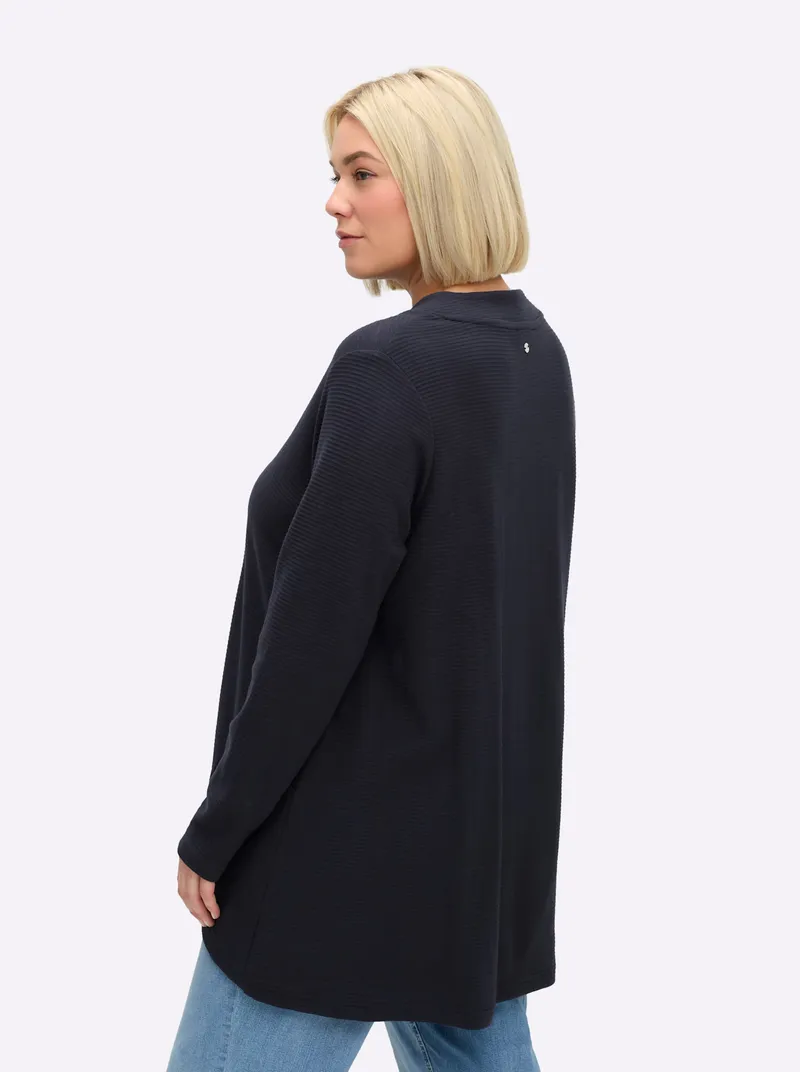 sheego Sweatshirt tiefblau-gestreift, Tiefblau-gestreift, – Produktbild 2 von 2