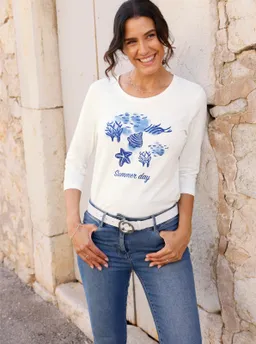 Witt Rundhalsshirt ecru-eisblau – Produktbild 1 von 1