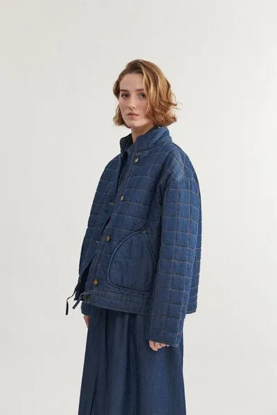 Basic Apparel Basic Apparel Bine Denim-Steppjacke, Blau, – Produktbild 1 von 4