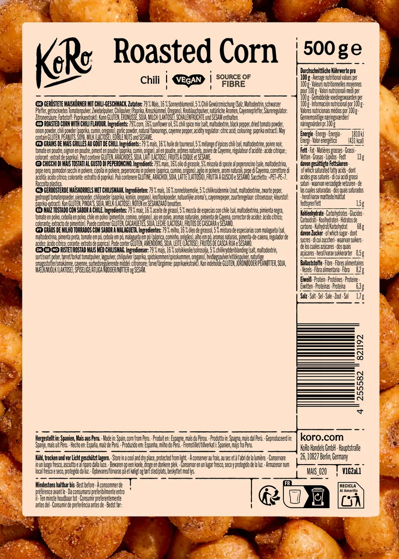 KoRo Geröstete Maiskörner mit Chili | 500 g – Produktbild 5 von 5