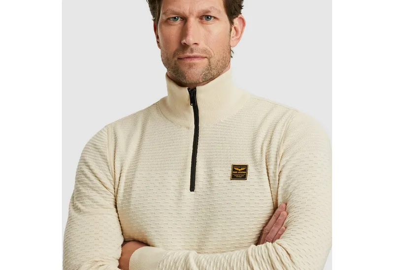 PME Legend PME Legend Troyer mit Struktur-Muster und Logo-Badge, Beige, – Produktbild 2 von 3