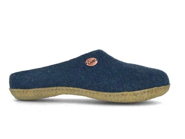 WoolFit WoolFit Filzpantoffeln „Classic“ mit Naturgummisohle mit weichen Filzeinlagen, Blau, – Produktbild 2 von 4