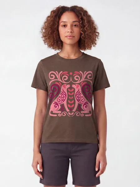 watapparel watapparel T-Shirt Frauen Hundeliebe, Mocha, – Produktbild 2 von 2