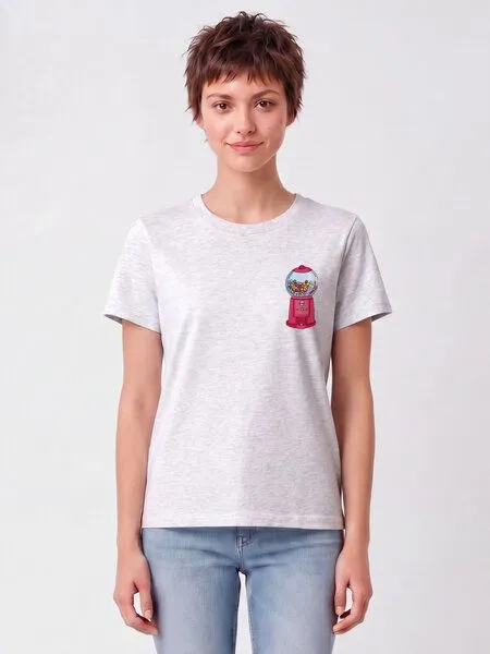 watapparel watapparel T-Shirt Frauen Kaugummiautomat, Cool heather grey, – Produktbild 2 von 2