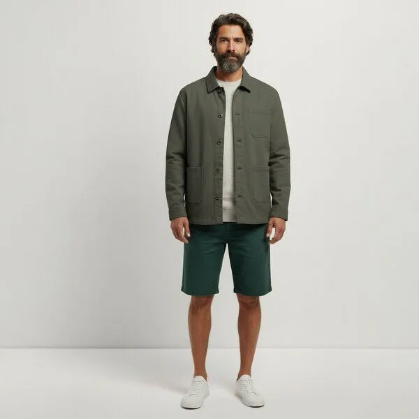 YTWOO YTWOO Basic Herren-Workerjacke aus nachhaltiger Baumwolle, Khaki, – Produktbild 1 von 4
