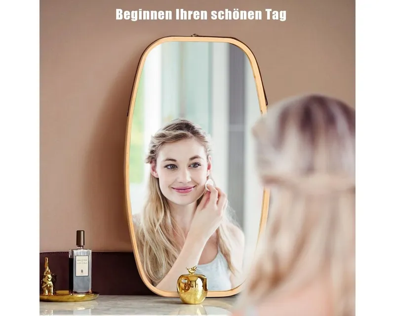 COSTWAY COSTWAY Wandspiegel, mit Bambus-Rahmen und verstellbarem Lederband – Produktbild 4 von 5