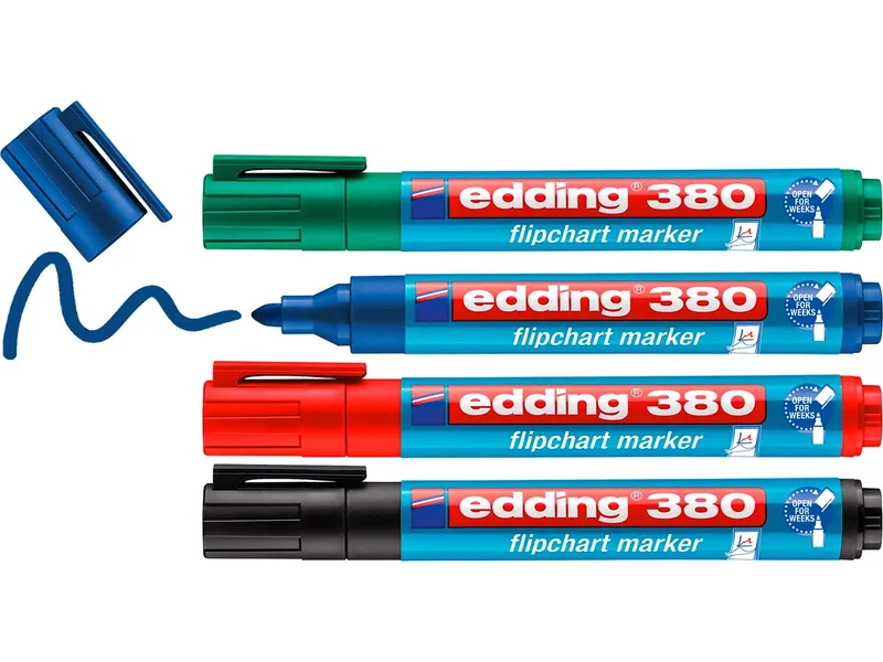 Edding 4er Set edding Flipchartmarker "380" Rundspitze, farbig sortiert – Produktbild 2 von 3