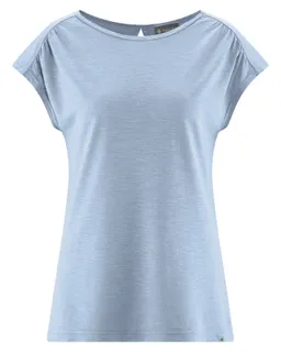 HempAge Hempage Damen vegan T-Shirt Mit Ausschnitt Am Rücken Rauchblau – Produktbild 1 von 1