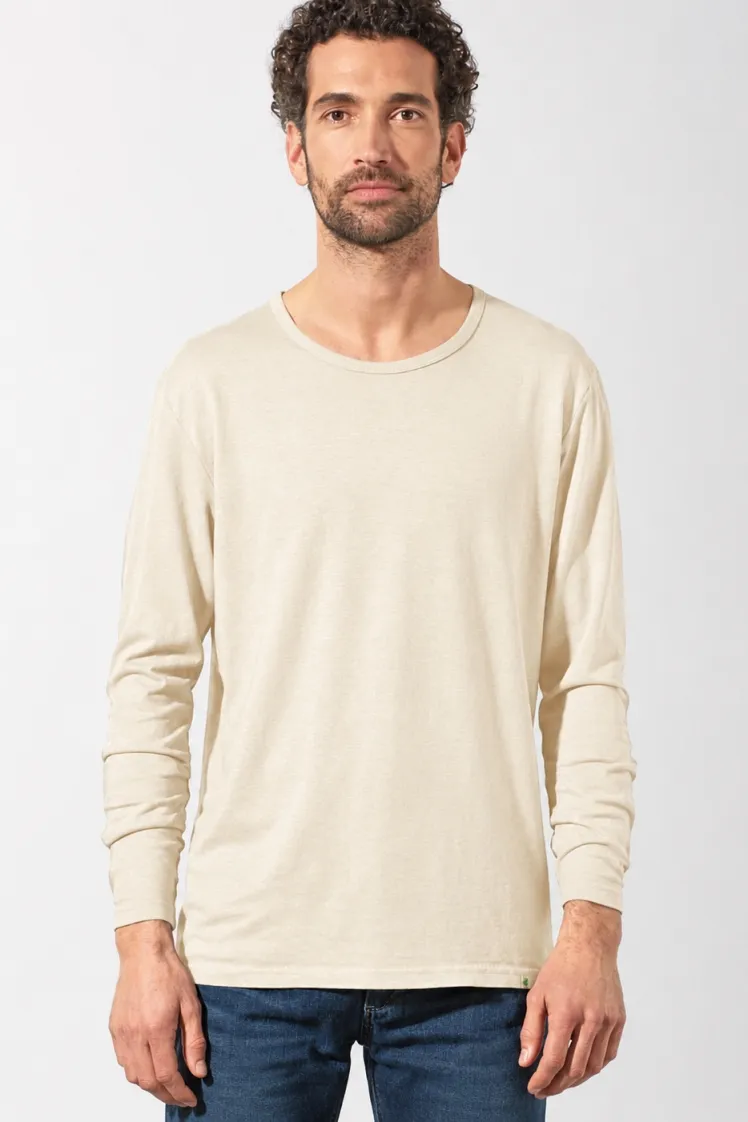 HempAge Hempage Herren vegan Langärmliges Klassisches Gobi Shirt In Beige, Beige, – Produktbild 2 von 2