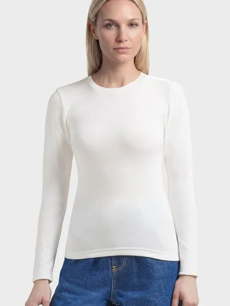 KnowledgeCotton Apparel KnowledgeCotton Apparel Langarmshirt - Rib Scoop neck long sleeved - aus Bio-Baumwolle, Weiß (star-white), – Produktbild 1 von 3