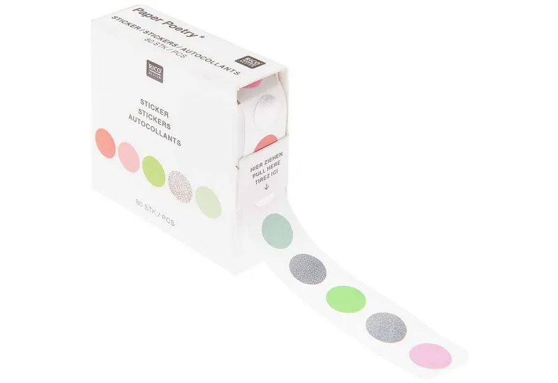 Rico Design Rico Design Paper Poetry Mini-Sticker Kreise Neon/Silber auf der Rolle – Produktbild 2 von 2