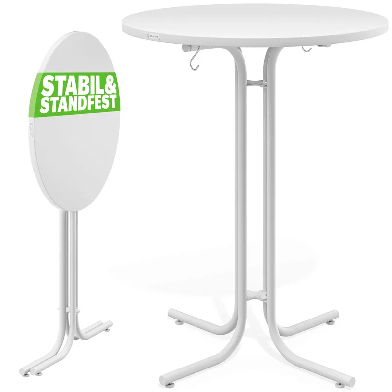 Casaria® Stehtisch Weiß Ø70x110cm klappbar Outdoor höhenverstellbar bis 100kg – Produktbild 2 von 2