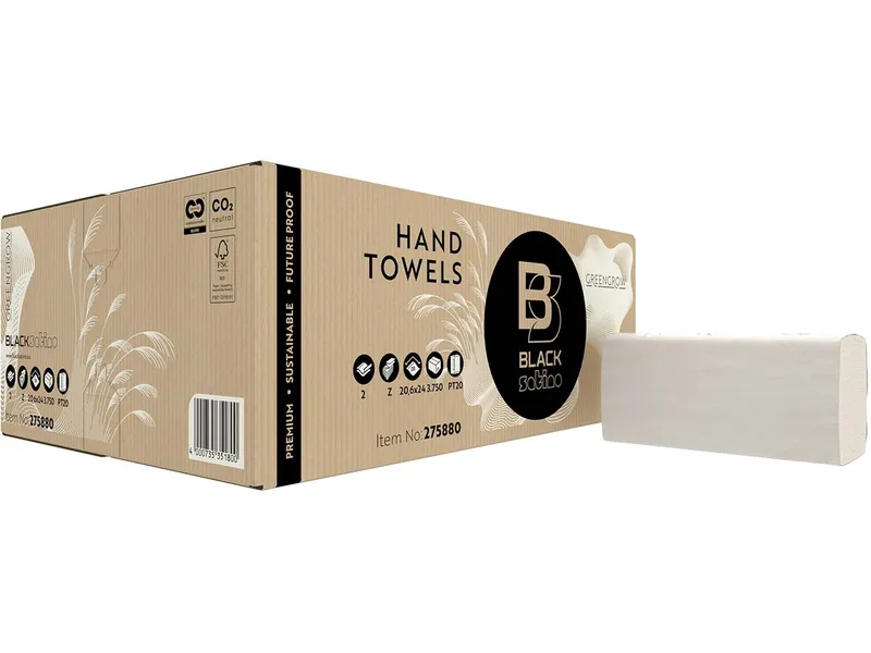 BlackSatino BlackSatino Papierhandtücher "GreenGrow" Z-Falz, 20,6 x 23 cm, 3.750 Blatt, Light beige, – Produktbild 1 von 1
