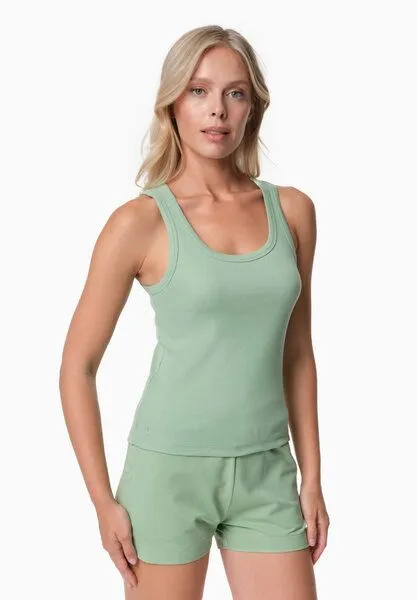 ORGANICATION ORGANICATION SOFFIA | Rib Top aus Bio-Baumwolle, Mineral green, – Produktbild 3 von 4