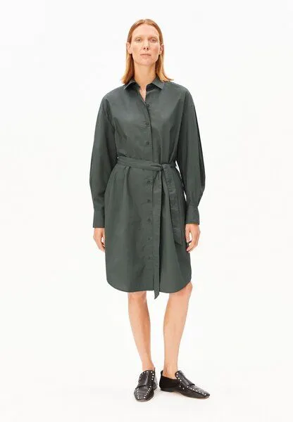 ARMEDANGELS ARMEDANGELS BARREL SLEEVE POPLIN Damen Webkleid aus Bio-Baumwolle, Space steel, – Produktbild 4 von 4