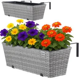 Casaria® Polyrattan Blumenkasten 2er-Set Grau – Produktbild 1 von 1