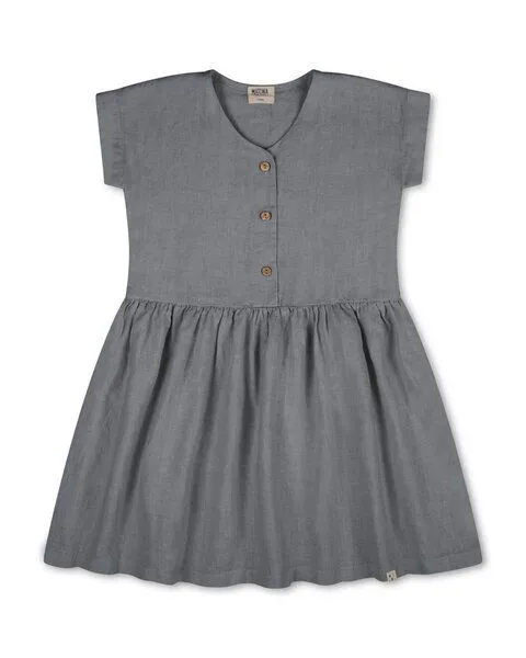 MATONA Matona Leinenkleid für Kinder mit kurzen Ärmeln / Simple Dress, Storm blue, – Produktbild 3 von 3