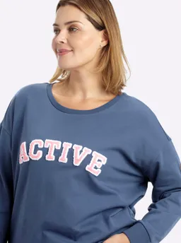 sheego Sweatshirt rauchblau-hellblau-bedruckt – Produktbild 1 von 1