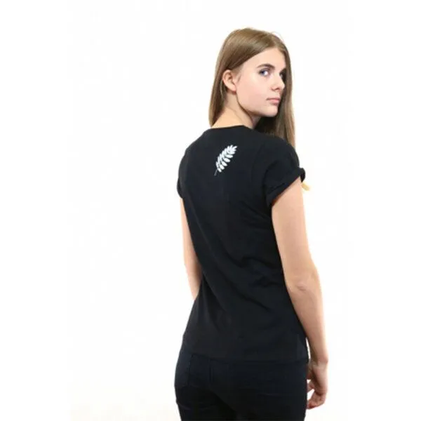 Spangeltangel Spangeltangel Damenshirt "Vogelbeerblätter", T-Shirt, gedrucktes florales Motiv, für Frauen, Schwarz, – Produktbild 2 von 4