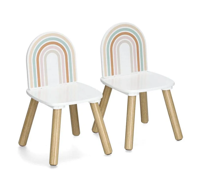 Zeller Present Kindertisch Kinderzimmermöbel RAINBOW aus MDF und Kiefer, Tisch + 2 Stühle (funktional), keine – Produktbild 4 von 5
