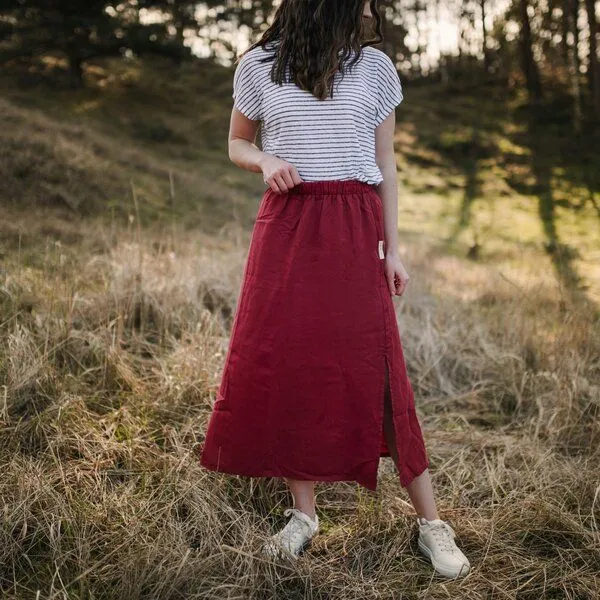 NORDLICHT NORDLICHT Langer Rock Marit aus 100% Tencel, Rot, – Produktbild 3 von 4