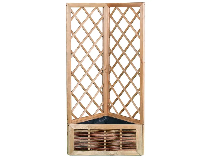 Pflanzkasten aus Kiefer und Weide, mit Folie und Rankgitter B 50 x T 50 x H 30/140 cm – Produktbild 1 von 1