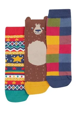 Frugi Frugi Weihnachtssocken Dreierpack mit Teddybear – Produktbild 1 von 1