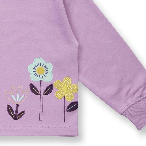 Sense Organics Sense Organics Mädchen Sweatshirt mit Blumen-Motiv, Modell CALISSA, Blumen-druck auf flieder, – Produktbild 3 von 3