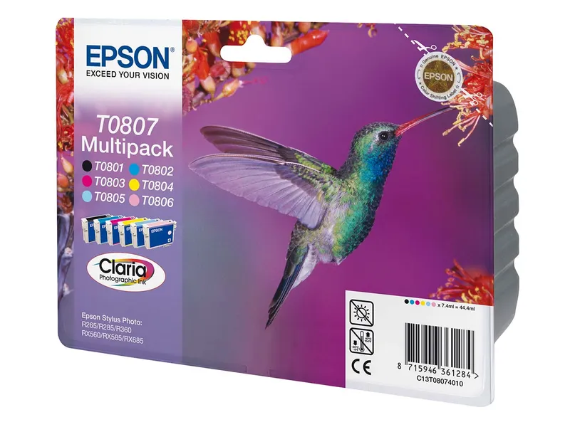 Epson Epson 6er Set Tintenpatronen T080740 schwarz, cyan, magenta, gelb, l-cyan, l-magenta – Produktbild 1 von 2