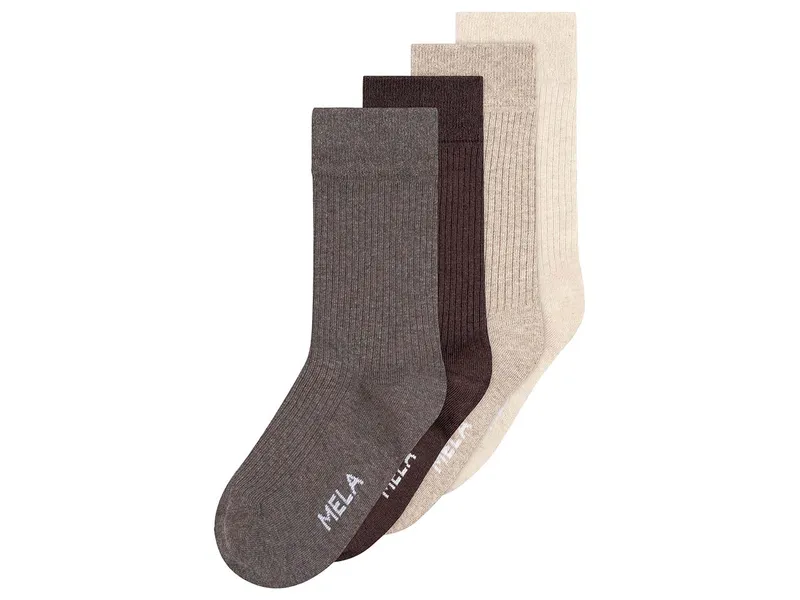 MELA MELA Gerippte Socken 4 Paare aus 100% Bio-Baumwolle, Mix earthy tones, – Produktbild 1 von 2