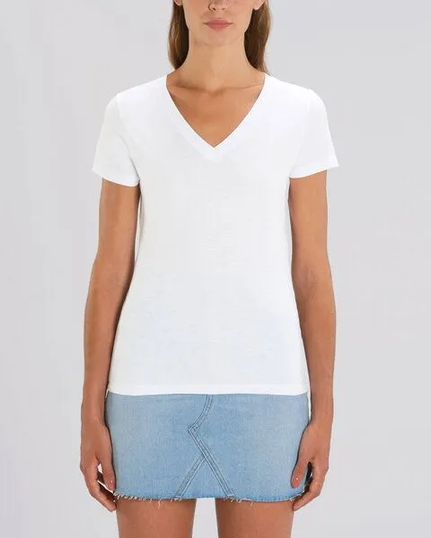 Human Family Human Family Bio Damen T-Shirt mit V-Ausschnitt "Evolution - Geo Questionmark", Weiss, – Produktbild 1 von 3