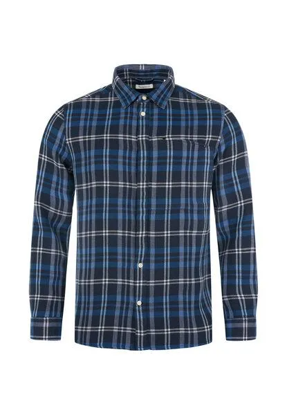 KnowledgeCotton Apparel KnowledgeCotton Apparel Hemd Relaxed checked shirt, Total eclipse (blau), – Produktbild 3 von 3