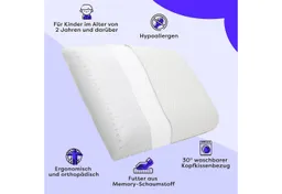 Wolkenfeld Babykissen Eron Kinderkissen, Weiches und Atmungsaktives Kinderkopfkissen - Natürliches Memory Foam – Produktbild 1 von 1