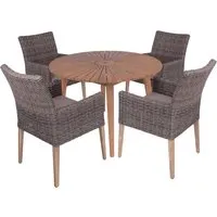 Gartenmöbel-Set "FREMONT/NORVELL 01" 5-tlg. 1 Tisch Akazie, 4 Sessel KSgefl. hellbraun – Produktbild 1 von 1