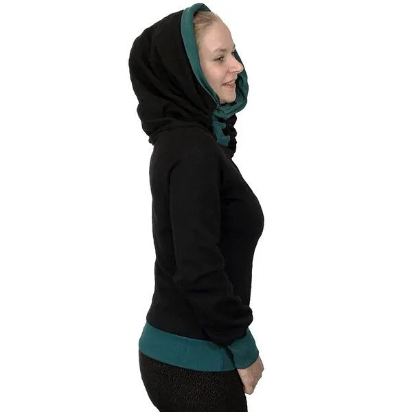 liebewicht liebewicht Kapuzenpullover KapOn schwarz/grün in 2 Längen nach Wahl – Produktbild 3 von 8
