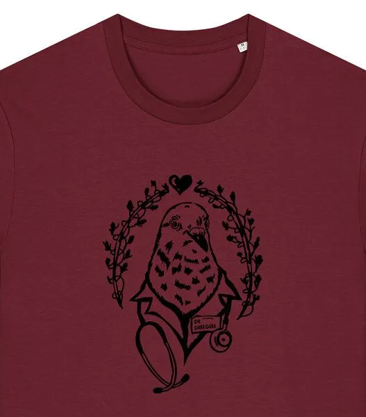 päfjes päfjes Taube Dr. Gurr Gurr - Fair Wear Unisex Bio Vegan T-Shirt, Rot (bordeaux), – Produktbild 3 von 4