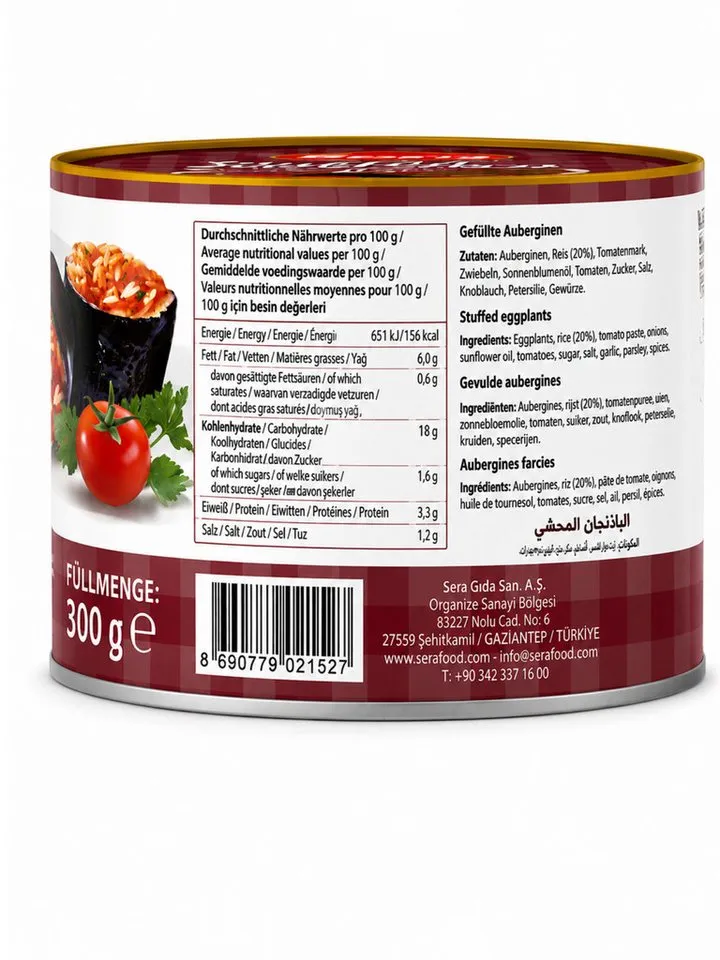 SERA FOOD Fertiggericht Gefüllte Auberginen – mediterran & servierfertig, (Vegane Konserven), Spezialität, servierfertig, vegan/vegetarisch, hochwertige Zutaten – Produktbild 2 von 4