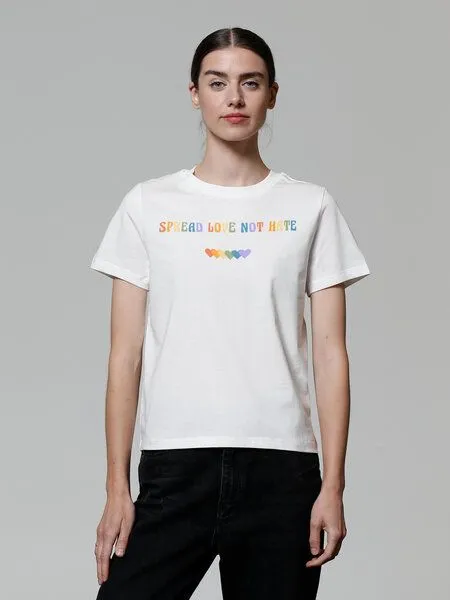 watapparel watapparel T-Shirt Frauen Spread Love not Hate, Off white, – Produktbild 2 von 4
