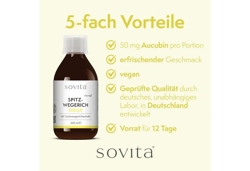 Ascopharm Ascopharm sovita Spitzwegerich Sirup, 250 ml mit Extrakt und Pfefferminzöl vegan 1, 1 er – Produktbild 2 von 5