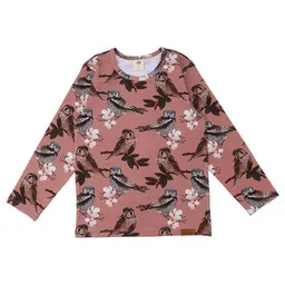 Walkiddy Kinder Langarmshirt Bio-Baumwolle, Altrosa, Eulen-Muster, Walkiddy – Produktbild 1 von 1