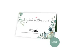 TOBJA Hochzeitskarte Tischkarten 50x Hochzeit Eukalyptus Platzkarten FSC, Platzkarten Namenskärtchen Blanko Namensschilder Tisch – Produktbild 1 von 1