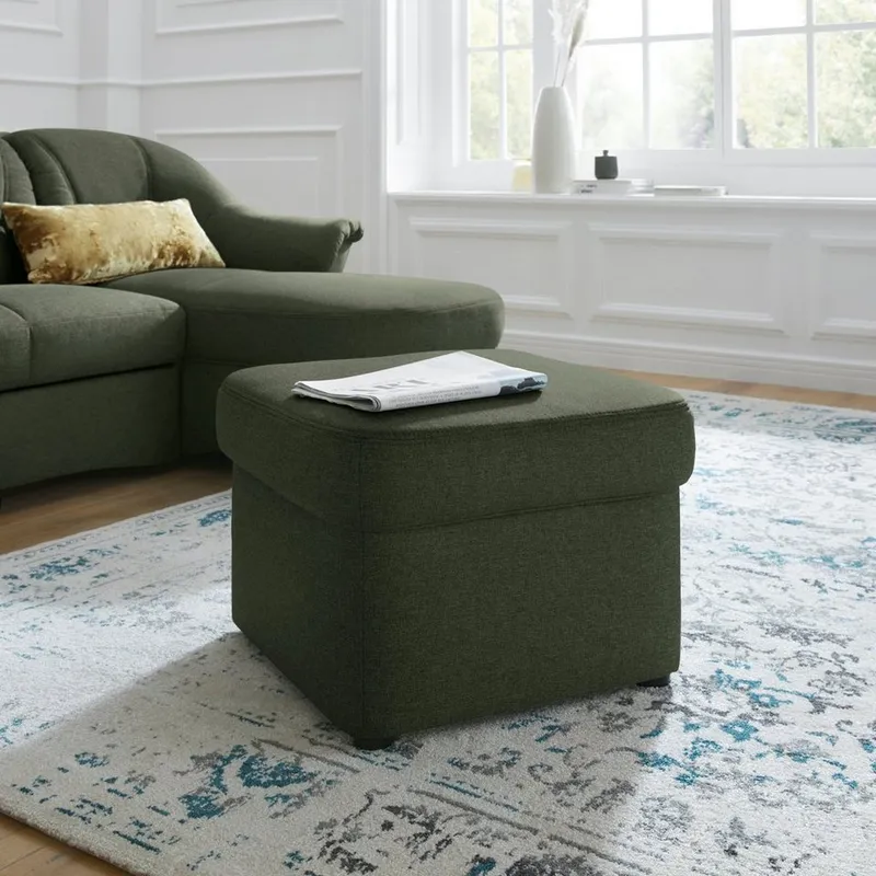 DOMO collection Polsterhocker SARAFINA 61x61 cm, hochwertig und komfortabel, Grün, – Produktbild 2 von 5