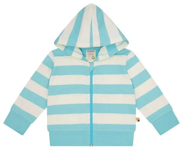 loud + proud loud + proud Babys & Kinder Sweatjacke mit Blockstreifen, GOTS-zertifiziert, Cyan(blau), – Produktbild 1 von 3