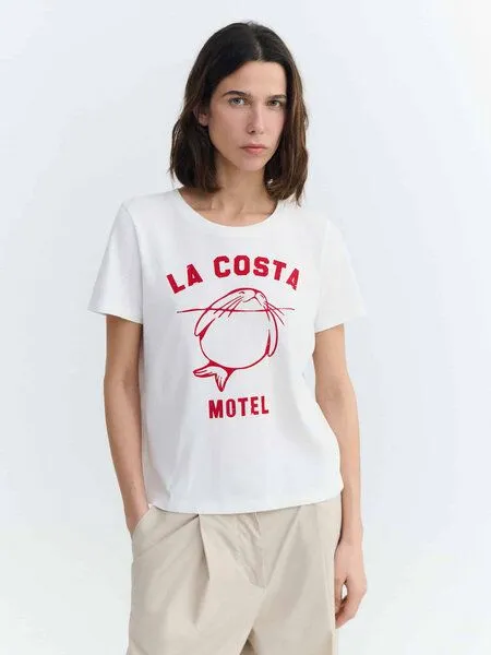 thinking mu thinking mu Damen T-Shirt - Animal Motel Ida - aus Bio-Baumwolle, Weiss, – Produktbild 1 von 3