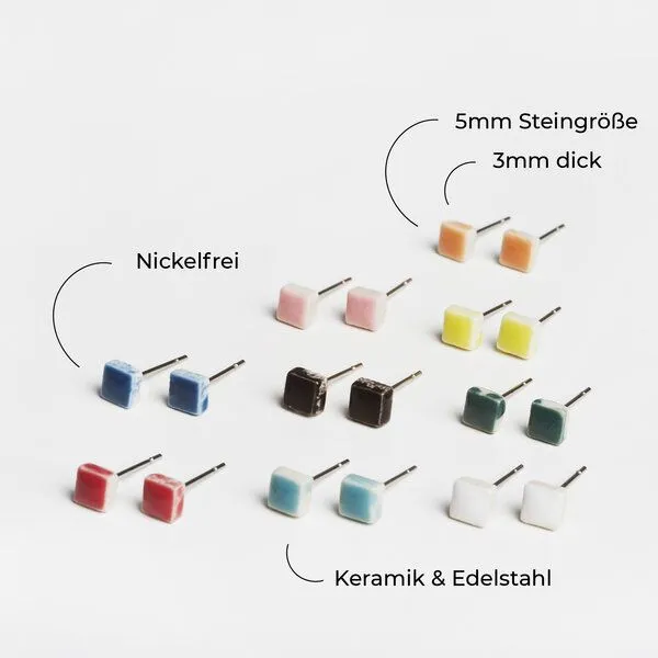 ALEXASCHA ALEXASCHA Minimalistische Keramik Ohrstecker, mini | PUREFORM, Schwarz, – Produktbild 4 von 4