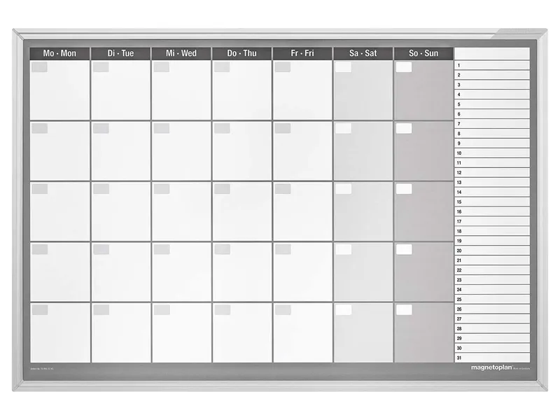 magnetoplan magnetoplan Whiteboard Plantafel, Monatsplaner horizontal – Produktbild 2 von 3